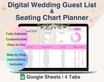 Hochzeits-Gästelisten-Tracker, Sitzplaner (Digitaler Download), Google Sheets