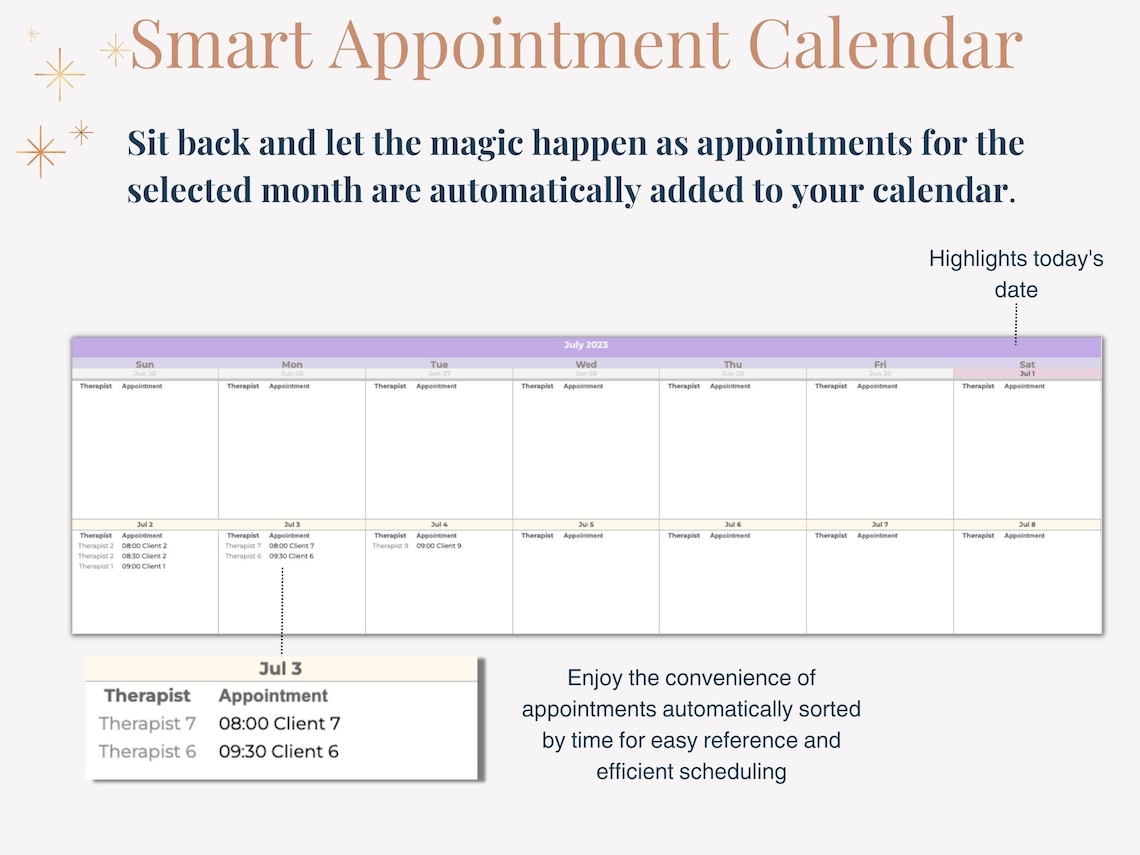 Therapist Client Tracker Scheduling Spreadsheet Google Sheets ...