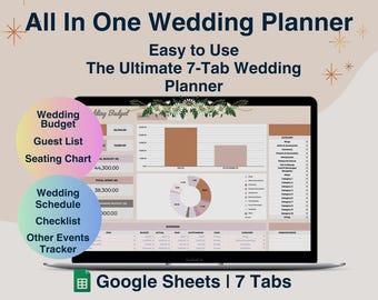 Digital Wedding Planner: Budget, Guest List, Seating Chart (Google Sheets)