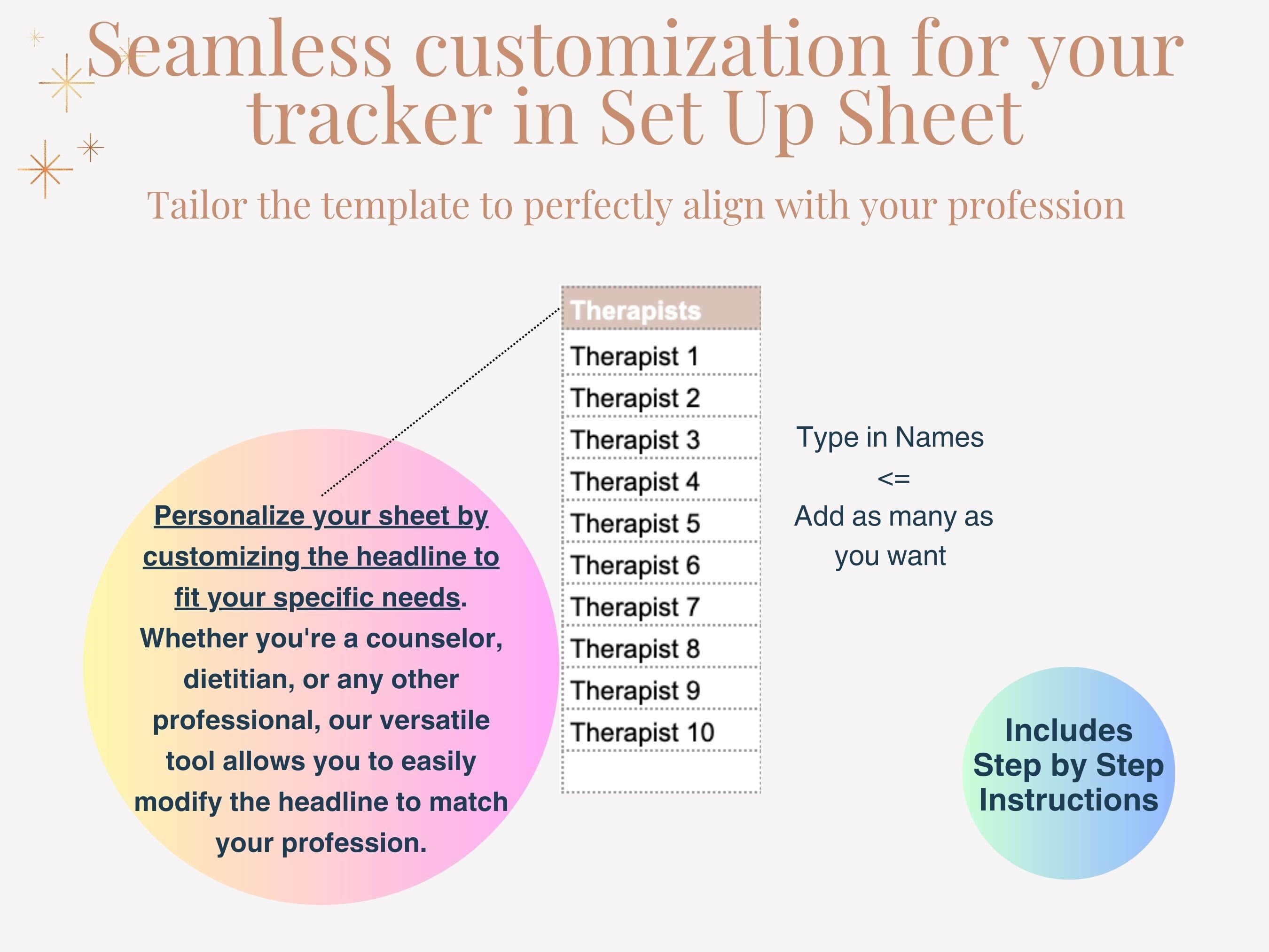 Therapist Client Tracker Scheduling Spreadsheet Google Sheets - Etsy