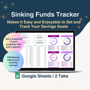 Sinking Funds Tracker Dashboard Google Sheets, Savings Template, Vacation Savings Spreadsheet, Financial Planner, Savings Tracker for Goal
