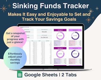 Sinking Funds Tracker: dashboard degli obiettivi di risparmio per Fogli Google (download digitale)