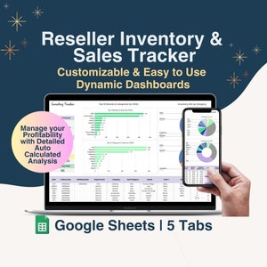 Reseller Inventory and Sales Tracker Spreadsheet, Reseller Template Planner for Google Sheets,  Poshmark Ebay Depop Reselling Templates