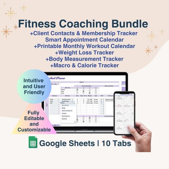 Personal Trainer Template, Client Tracker, Printable Workout Plan, Weight Loss and Exercise Tracking for Fitness Instructor, Wellness Coach