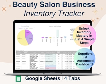 Beauty Business Inventory Tracker Google Sheets Template for Hair Stylist, Nail Salons, Beauty Clinics, Beauticians, Nail Artists