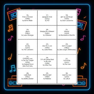 Il gioco di bingo musicale numero 2, playlist Spotify®, 45 canzoni, 30 cartelle immagine 10