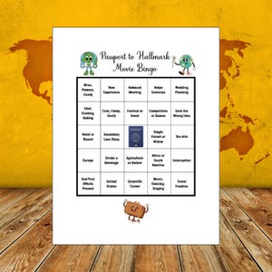Hallmark Movie Bingo Cards, Passport to Hallmark, Movie Night Games, 20 Printable Bingo Cards, Downloadable Movie Bingo, Bingo Party Games