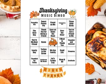 Thanksgiving Music Bingo Game with Spotify® Playlist (Printable)