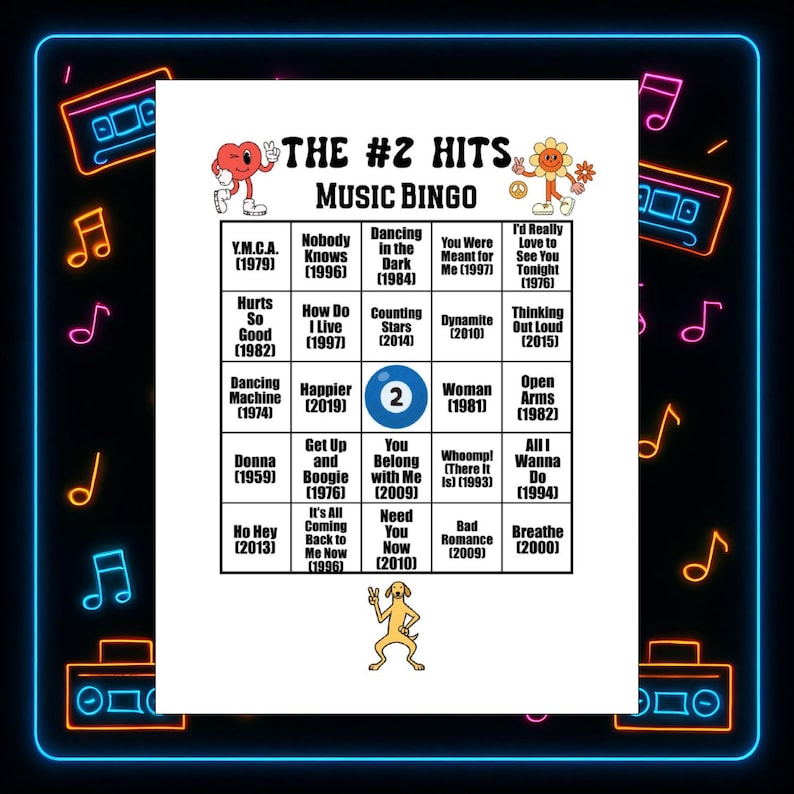 Il gioco di bingo musicale numero 2, playlist Spotify®, 45 canzoni, 30 cartelle immagine 2