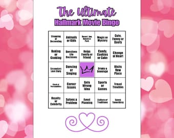 Hallmark Movie Bingo Cards, Generic Hallmark Movie Bingo, Hallmark Bingo 30 Card, Rom Com Bingo, Hallmark Bingo, Digital Download Bingo