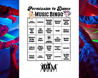 Dance Music Bingo Game, 30 Bingo Cards, Spotify® Playlist, 60 Songs