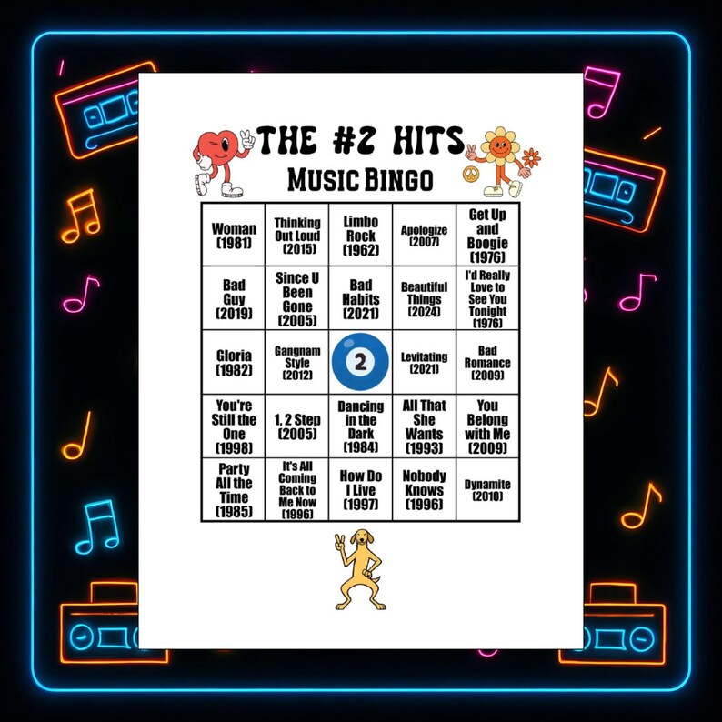 Il gioco di bingo musicale numero 2, playlist Spotify®, 45 canzoni, 30 cartelle immagine 4