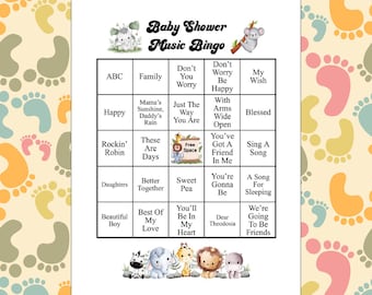 Baby Shower Music Bingo Game, 75 Unique Cards (Digital Download)