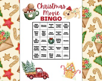 Generic Christmas Movie Bingo, 20 Cards, Holiday Movie Bingo, Holiday Romance Movie Bingo, Xmas Movie Bingo, Movie Bingo Card