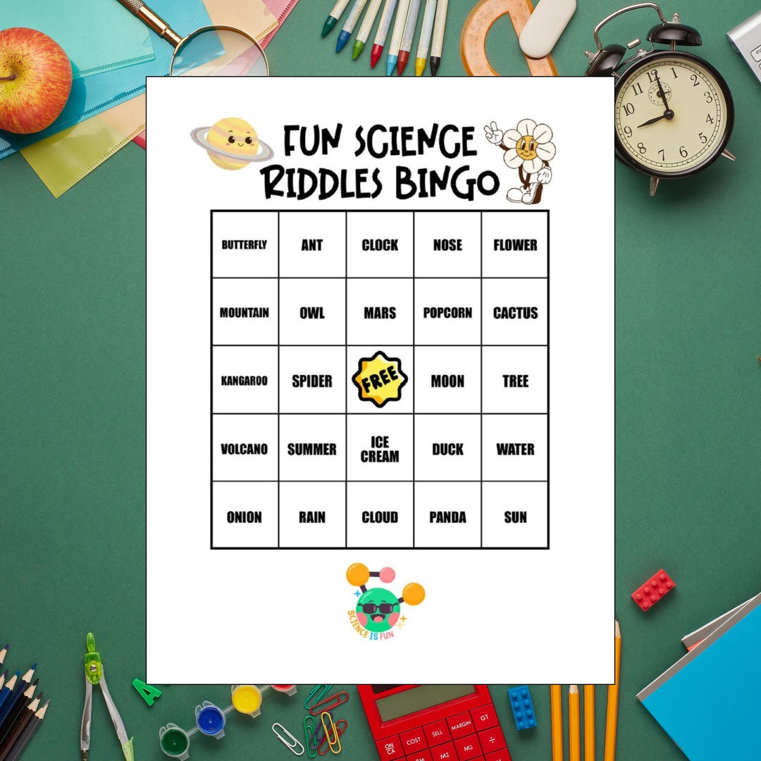 Fun Science Riddle Bingo, Elementary Classroom Bingo Downloadable ...