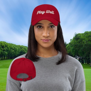 Play Well Classic Embroidered Golf Hat with Adjustable Buckle, Ten Colors, One Size Fits All, Golf Lover Gift, Free Shipping