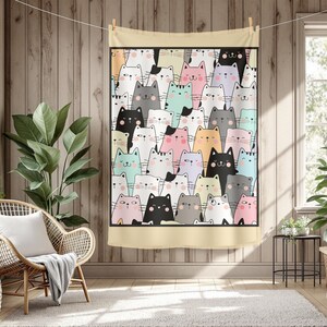 Pet Throw Blanket Size 50&quot; x 60&quot; with Cute Cats, Cat Throw Blanket, Great Gift for Cat Lover, Free Shipping