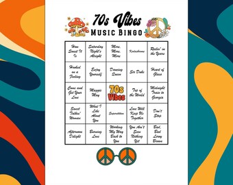 70s Vibes Music Bingo, Spotify® Playlist, 56 Songs, 30 Cards
