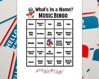 Juego de bingo musical: 60 canciones con nombres (Descarga digital imprimible)