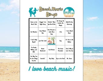Beach Music Bingo Spiel, Spotify® Playlist, 40 Lieder, 25 Karten