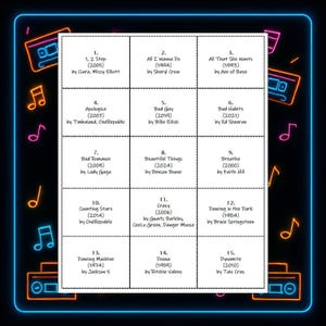 Il gioco di bingo musicale numero 2, playlist Spotify®, 45 canzoni, 30 cartelle immagine 9