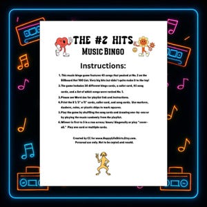 Il gioco di bingo musicale numero 2, playlist Spotify®, 45 canzoni, 30 cartelle immagine 3