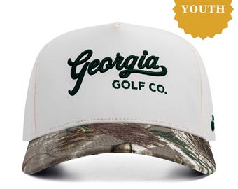 YOUTH Golf Hat Georgia Camo Backroad Athletic Hat | One Size Fits All | Georgia Golf Company | Adjustable Snapback