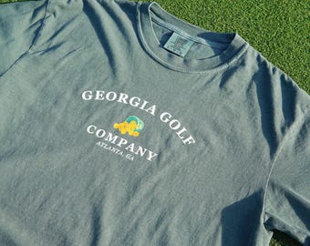 Georgia Golf Comfort Colors 100% Cotton T-Shirt Green Peach Basket Screen Printed Unisex Tee