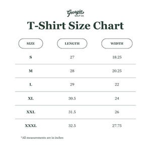 K&ouml;nnte beinhalten: T-Shirt Gr&ouml;&szlig;entabelle mit Ma&szlig;en in Zoll f&uuml;r die Gr&ouml;&szlig;en S, M, L, XL, XXL und XXXL. Die Tabelle zeigt die L&auml;nge und Breite jeder Gr&ouml;&szlig;e.