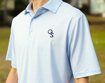 Georgia Southern Golf Polo Thin Stripe - Light Blue