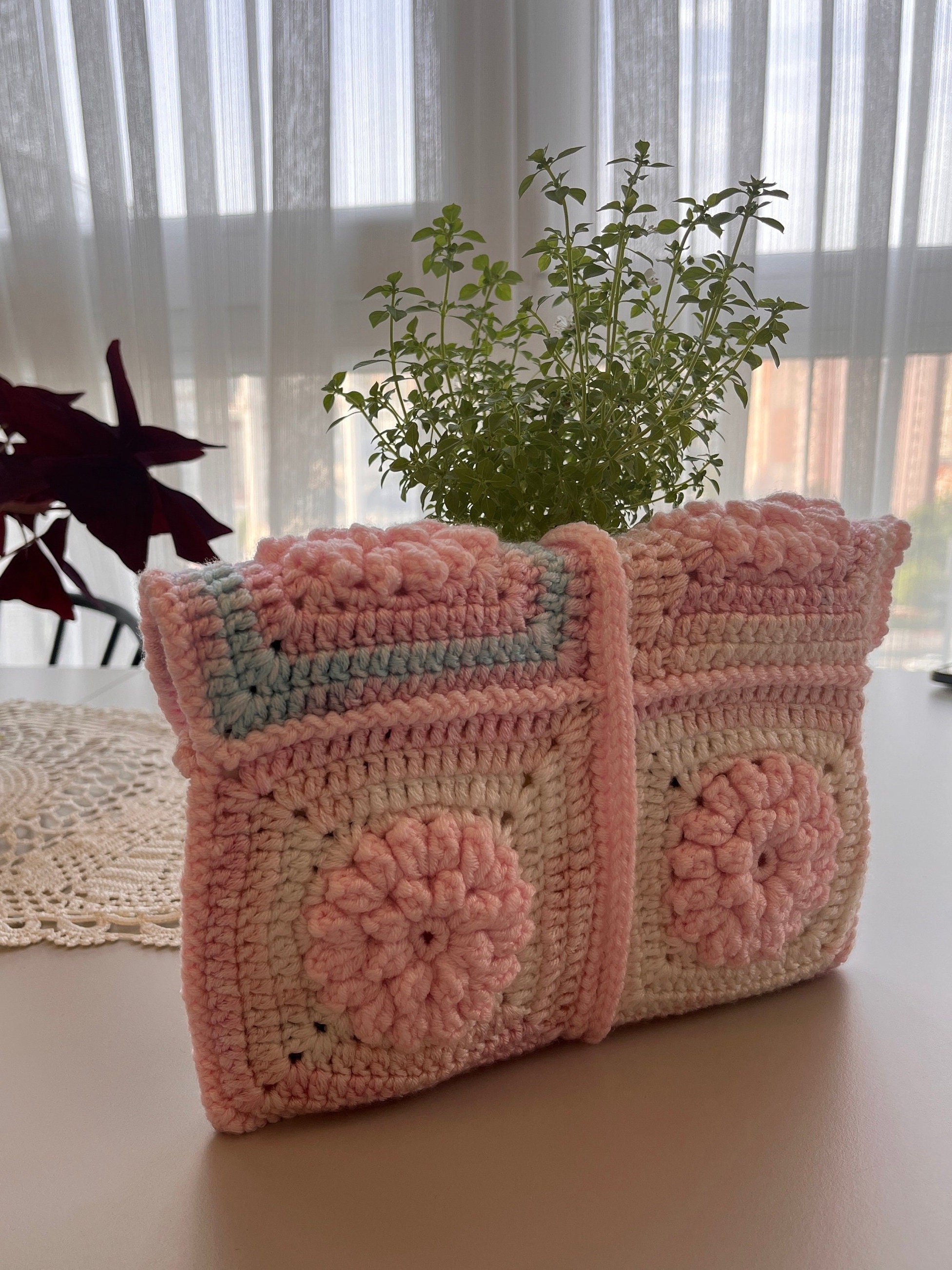 Crochet Book Cover Crochet Granny Square Book Pouch Handmade Book