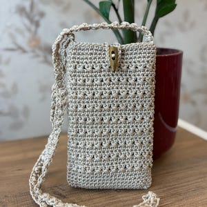 Gehaakte telefoontas, gehaakt telefoonhoesje, crossbody telefoontas, gehaakte minitas, handgemaakte telefoontas, gebreide telefoontas, gehaakt macramézakje