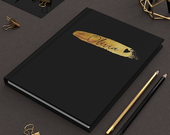 Gepersonaliseerd dagboek, notitieboek met aangepaste naam, dagboek met gouden penseelstreek, notitieboek met harde kaft, gepersonaliseerd dagboek, dagboek cadeau voor haar