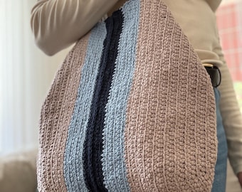 Cabas en crochet, sac à main en tricot souple, sac bohème neutre pour tous les jours