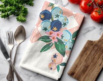 Paño de cocina con diseño de arándanos, paño de cocina con frutas, regalo botánico para la cocina