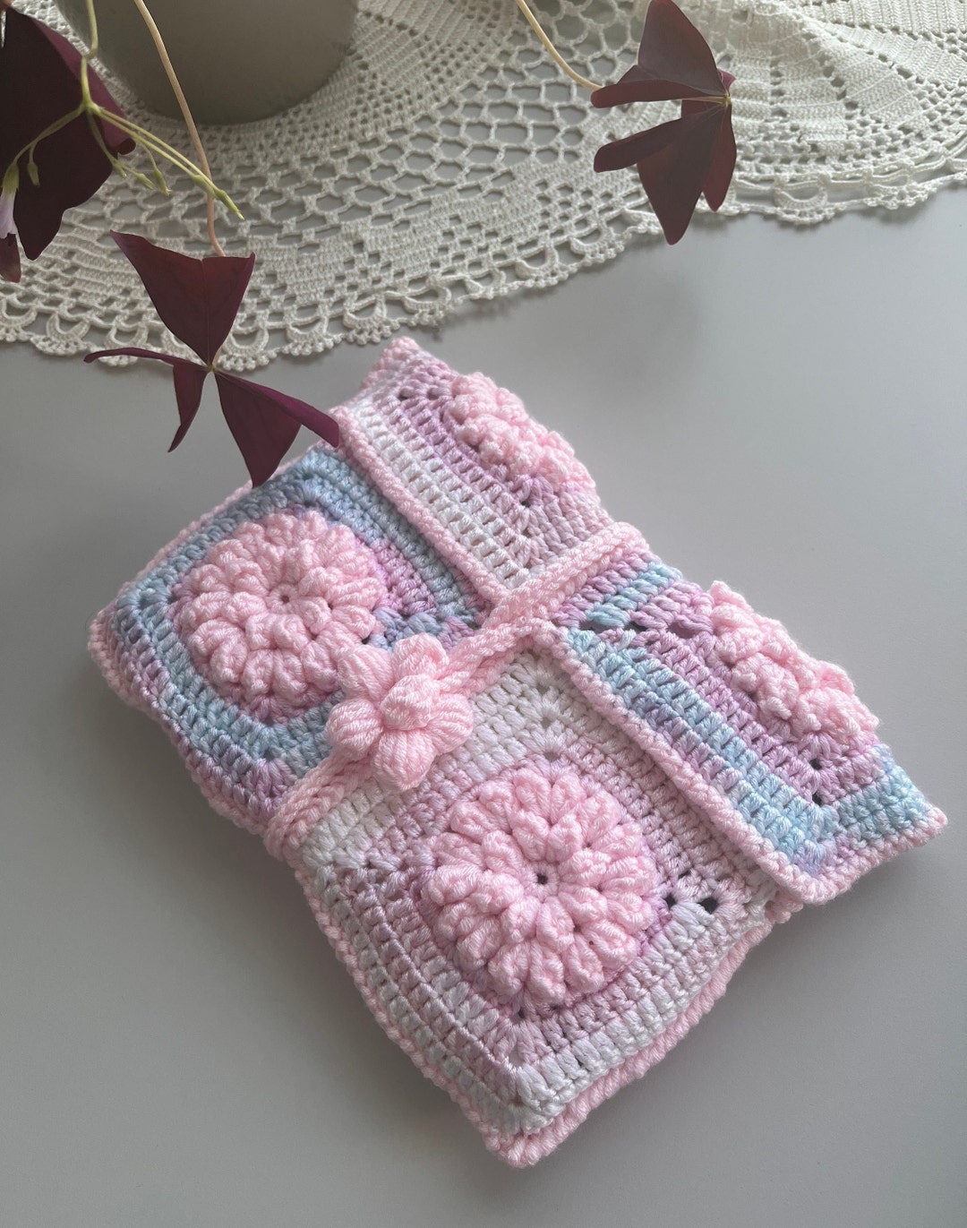 Crochet Book Cover Crochet Granny Square Case Handmade Book Cover