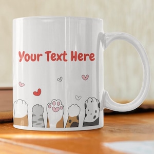 Cat Pows Mug|Personalized Cat Mug|Mug for Cat Dad|Cat Lover Mug|Cat Family Mug|Sister Mum Daughter Birthday Gift|Custom Cat coffee cup