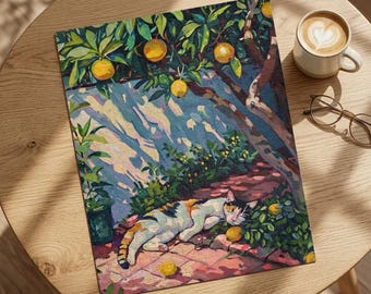 Puzzle chat calicot et citronnier en 4 tailles jusqu'à 1014 pièces