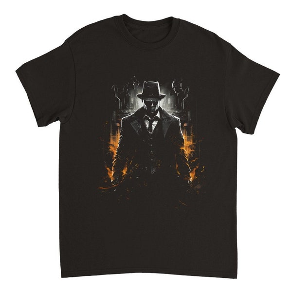 Mafia, Gangster, Schwarzes Unisex T-Shirt mit Grafik Print, Bedrucktes T-Shirt, Verbrecher, Anzug, Gentleman T-Shirt, Geschenk für Ihn