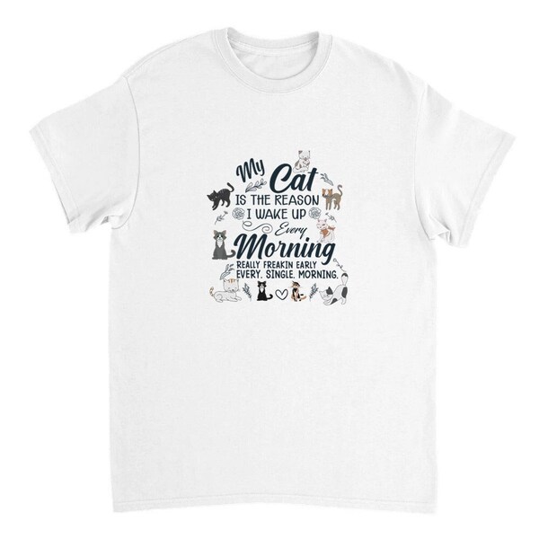 Lustiges Katzen T-Shirt, Weißes Unisex Shirt mit Katzen Motiv, Katzen Mama, Haustier, Süß, Niedlich, Geschenk für Sie, Katzenbesitzer