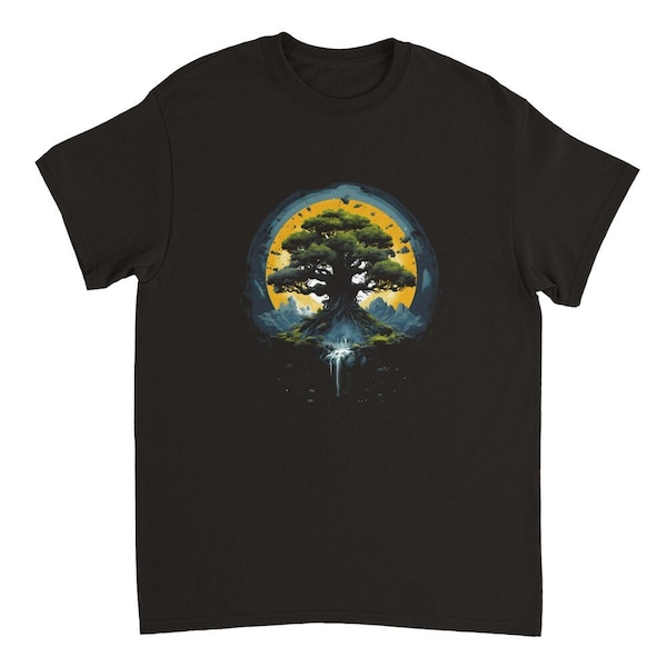 Baum des Lebens T-Shirt - Schwarzes Baumwolle T-Shirt mit Baum Motiv - Naturnahes Design für Umweltbewusste und Naturliebhaber, Ökologie
