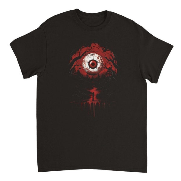 Horror Auge T-Shirt - Schwarzes Baumwolle T-Shirt mit Horror Auge Motiv - Gruseliges Design für Horror-Fans und Gothic-Liebhaber, Blutig,