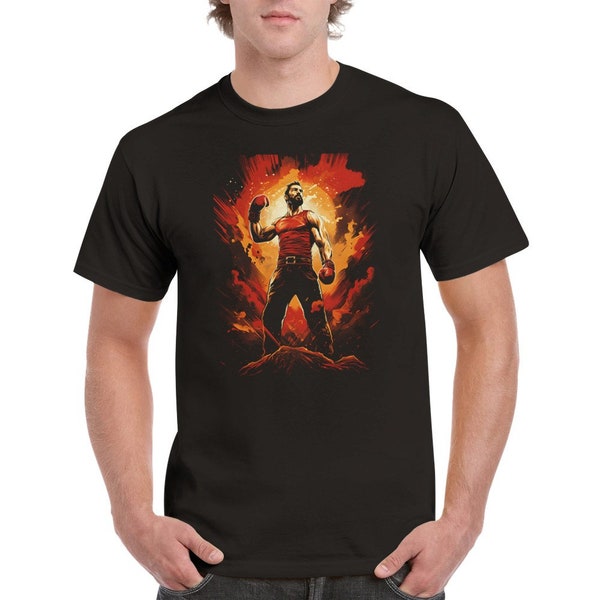 Boxer T-Shirt - Schwarzes Baumwolle T-Shirt mit Boxer Motiv - Kampfsport - Einzigartiges Design für Sportbegeisterte und Boxsport-Fans