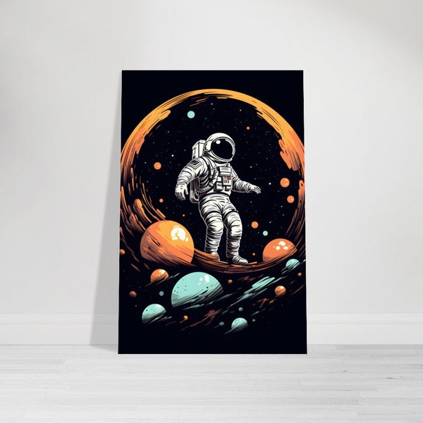 Astronaut Poster, Weltraum Alu Druck, Raumfahrt Wandbild, Planeten Kunstdruck, Weltraum Geburtstagsgeschenk Geschenkidee, Weihnachtsgeschenk