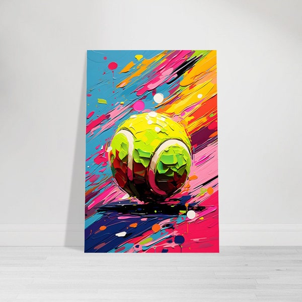 Tennisball Wandbild, Pop Art Leinwand, Alu Druck, Tennis Poster, Bunter Kunstdruck, Sport, Tennis Pop Art, Geschenk für ihn, Geschenkidee