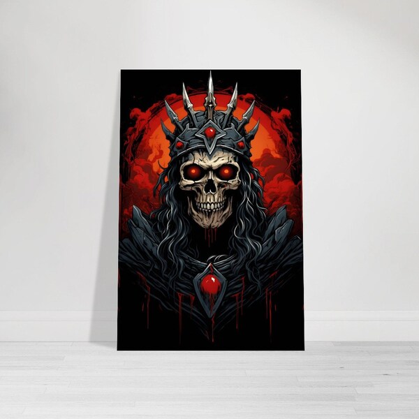 Skelettkönig Aluminium Poster, Totenkopf Alu Druck, Zombie Wandbild, Grusel Kunstdruck, Geburtstagsgeschenk, Geschenkidee Weihnachtsgeschenk