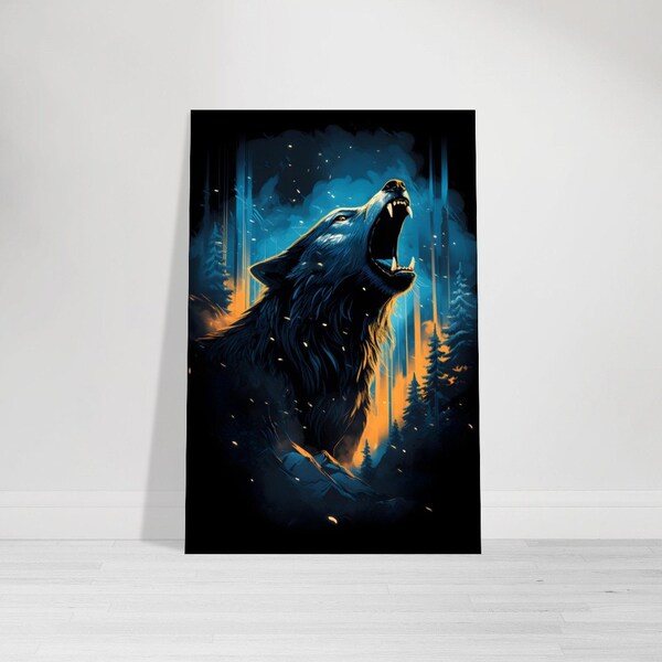 Heulender Wolf Aluminium Poster, Wolfsrudel Alu Druck, Cooles Wandbild, Tiere Kunstdruck, Geburtstagsgeschenk, Geschenk, Weihnachtsgeschenk