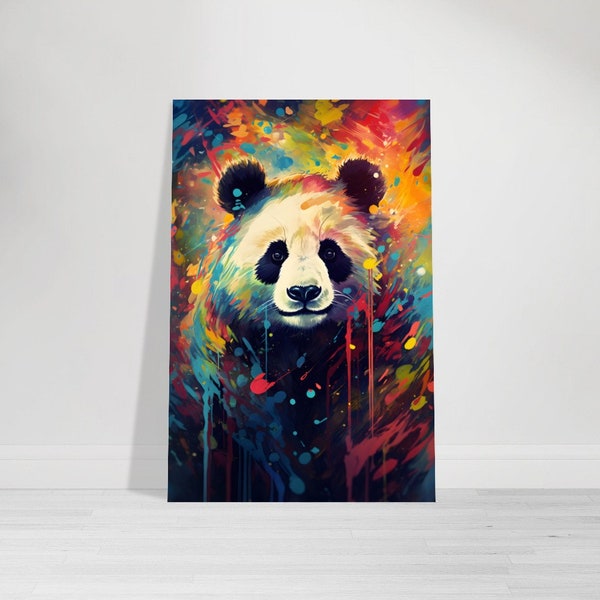 Bunter Panda Wandbild aus Aluminium, Tier Bild Alu Druck, Buntes Wandbild, Kunstdruck, Geburtstagsgeschenk, Geschenkidee, Weihnachtsgeschenk