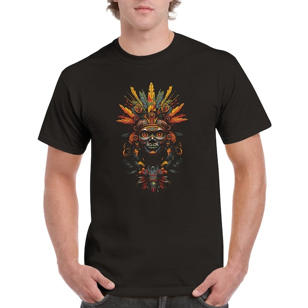 Indianer T-Shirt - Schwarzes Baumwolle T-Shirt mit Indianer Motiv - Künstlerisches Design für Kulturliebhaber und Western-Enthusiasten