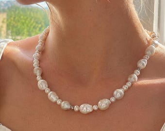 Freshwater Baroque Pearl Choker, French Vintage Style Necklace